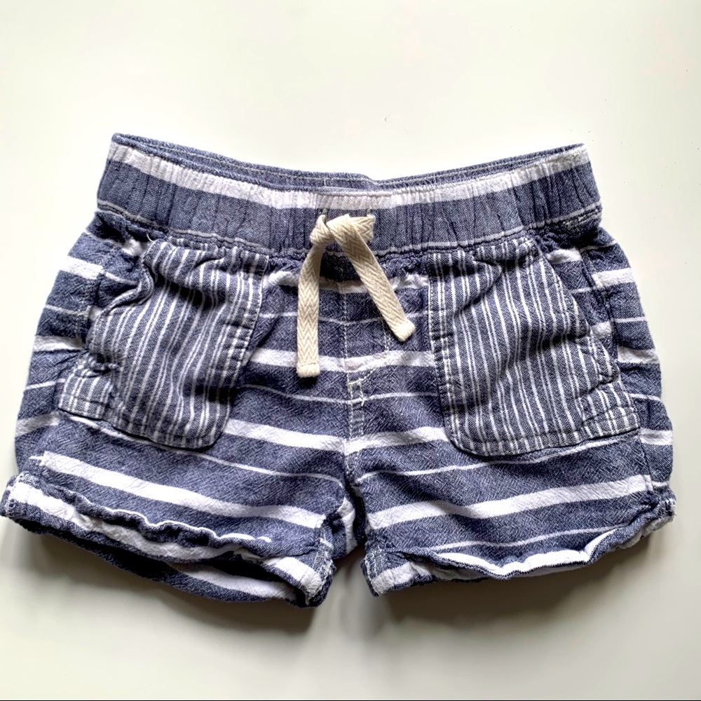 Old navy linen shorts blue and white stripe 8
